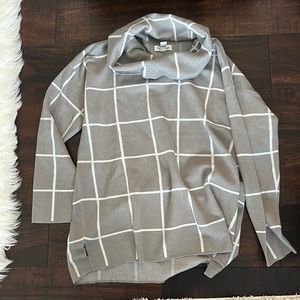 Grey plaid turtleneck sweater